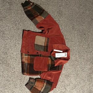 Ashley outerwear Women's Plaid Corduroy Jacket - Red and Brown
